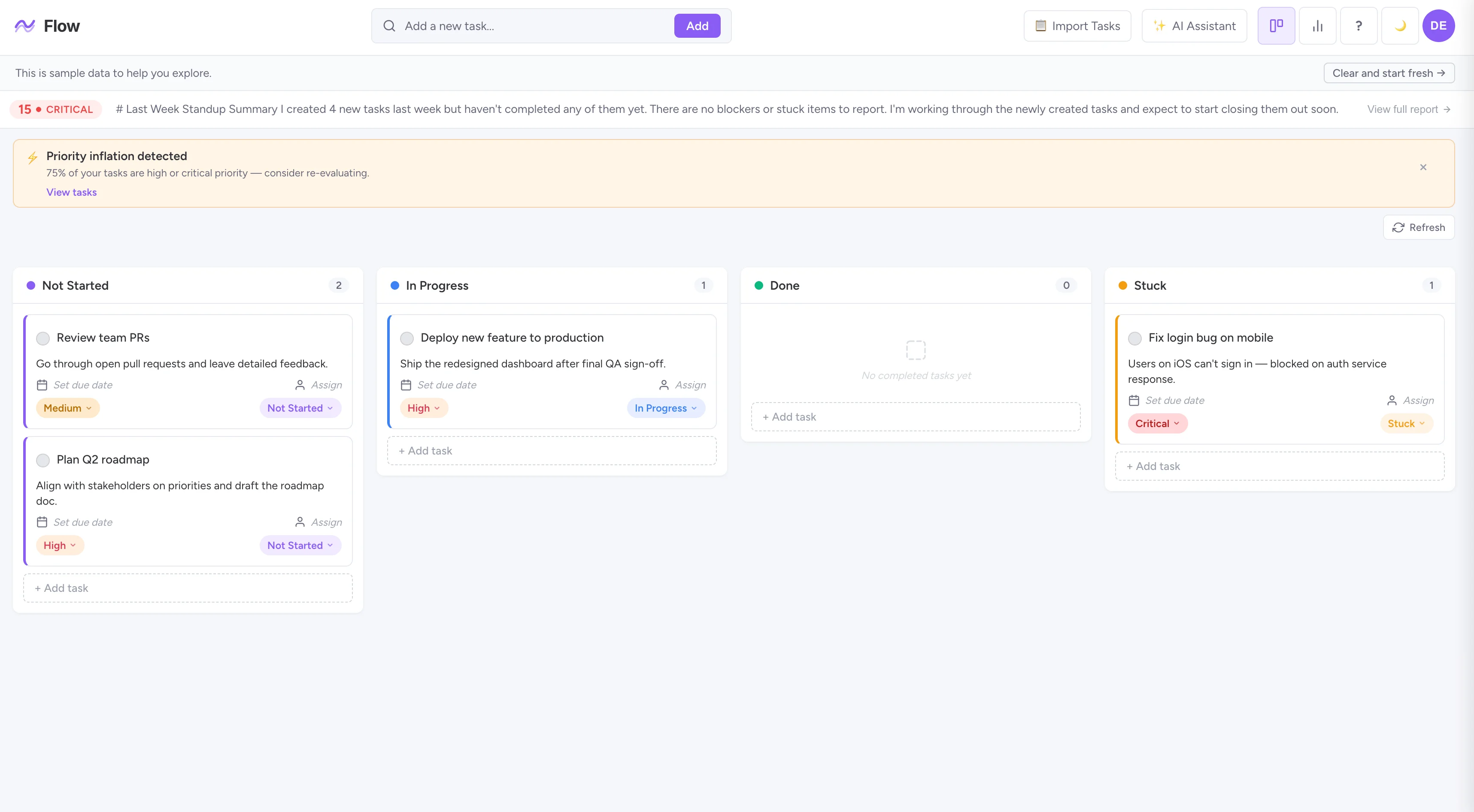 Flow: AI-Powered Kanban preview